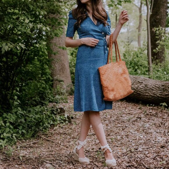 Rouje Polka Dot Midi Dress in Blue - Picture 8 of 8